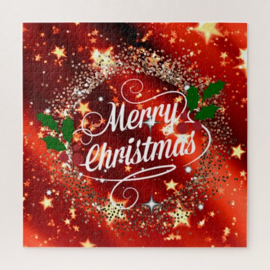 Vrolijk kerstlicht en glans legpuzzel (Verticaal)