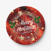 Vrolijk kerstlicht en glans papieren bordje (Voorkant)