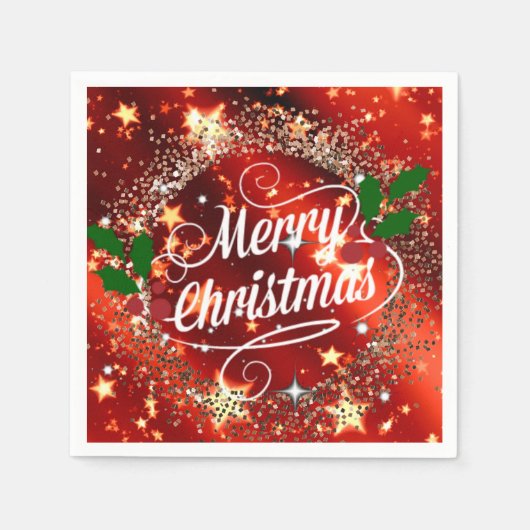 Vrolijk kerstlicht en glans servet (Voorkant)
