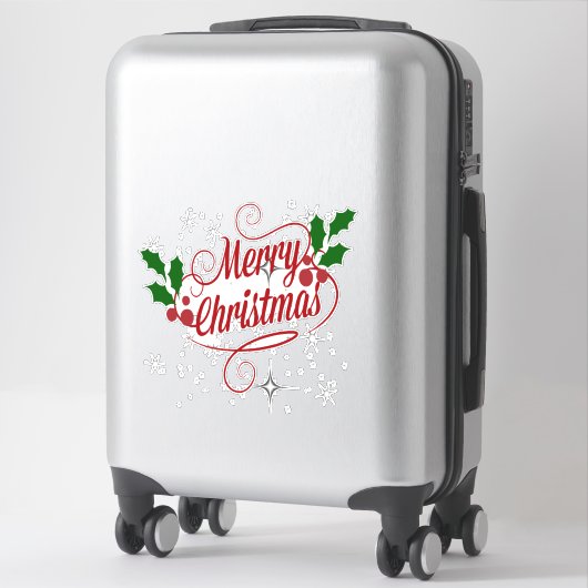 Vrolijk kerstlicht en glans sticker (Koffer)