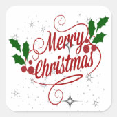 Vrolijk kerstlicht en glans vierkante sticker (Voorkant)