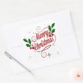 Vrolijk kerstlicht en glans vierkante sticker (Envelop)