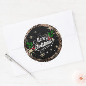Vrolijk kerstlicht en glitter ronde sticker (Envelop)