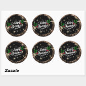 Vrolijk kerstlicht en glitter ronde sticker (Vel)