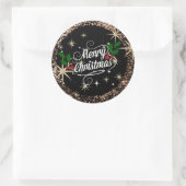 Vrolijk kerstlicht en glitter ronde sticker (Tas)