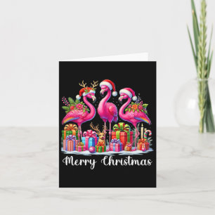 Vrolijk Kerstlicht Flamingo Santa Hat Snow Xma Kaart