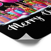 Vrolijk Kerstlicht Flamingo Santa Hat Snow Xma Poster (Hoek)