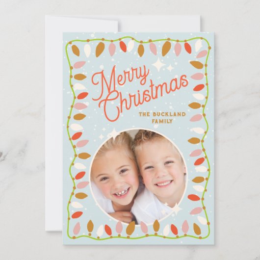 Vrolijk Kerstlicht Fotokaart Een Afbeelding Feestdagenkaart (Voorkant)