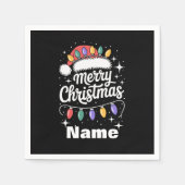 Vrolijk Kerstlicht Kerstman Hoed Gepersonaliseerde Servet (Voorkant)