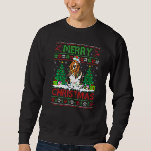 Vrolijk kerstlicht met lomp Basset Hound Christm Trui