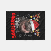 Vrolijk kerstlicht rendier Moo Deng Santa Hat Fleece Deken (Voorkant (Horizontaal))