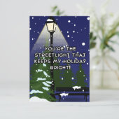 Vrolijk kerstlicht, romantische boodschap bedankkaart (Staand voorkant)