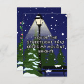 Vrolijk kerstlicht, romantische boodschap bedankkaart (Voorkant / Achterkant)