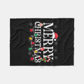 Vrolijk Kerstlicht Santa Hat Xmas Familie Mannen W Fleece Deken (Voorkant (Horizontaal))