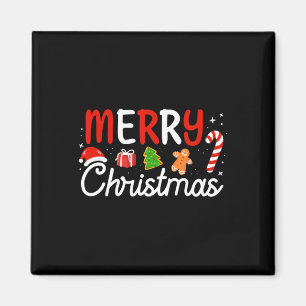 Vrolijk Kerstlicht Santa Hat Xmas Familie Mannen W Magneet