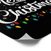 Vrolijk Kerstlicht Santa Hat Xmas Familie Mannen W Poster (Hoek)