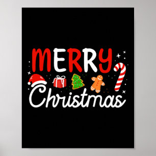 Vrolijk Kerstlicht Santa Hat Xmas Familie Mannen W Poster