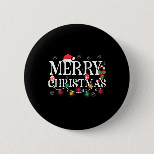 Vrolijk Kerstlicht Santa Hat Xmas Familie Mannen W Ronde Button 5,7 Cm
