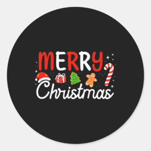 Vrolijk Kerstlicht Santa Hat Xmas Familie Mannen W Ronde Sticker