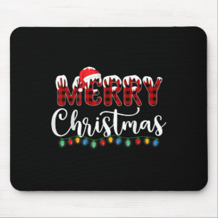 Vrolijk kerstlicht Sneeuwrood Buffalo Plaid Sant Muismat