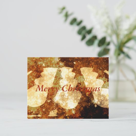 Vrolijk kerstlicht Sterrennacht bruin goud Feestdagenkaart (Staand voorkant)