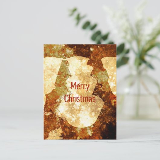 Vrolijk kerstlicht Sterrennacht bruin goud Feestdagenkaart (Staand voorkant)