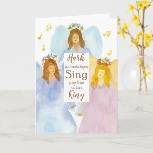 Vrolijk kerstlied De Herald Angels zingen Kaart (Gele Bloem)