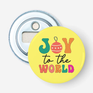 Vrolijk Kerstlied Kleurrijke Kersttypografie Button Flesopener