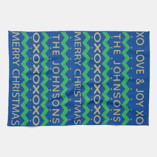 Vrolijk kerstliefde en vrolijkheid theedoek (Horizontaal)