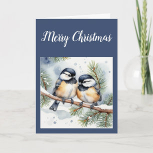 Vrolijk kerstlieverd Schattige Chickadee Birds Feestdagen Kaart