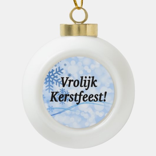 Vrolijk Kerstlijk feest. Vrolijk kerstfeest in Ned Keramische Bal Ornament (Voorkant)