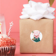 Vrolijk kerstlint en kerstboom Stickers