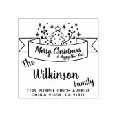 Vrolijk kerstlint handschrift rubberstempel (Afrduk)