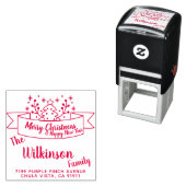 Vrolijk kerstlint handschrift  zelfinktende stempel (In situ)