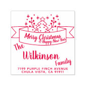 Vrolijk kerstlint handschrift  zelfinktende stempel (Design)