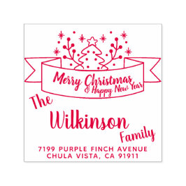 Vrolijk kerstlint handschrift  zelfinktende stempel