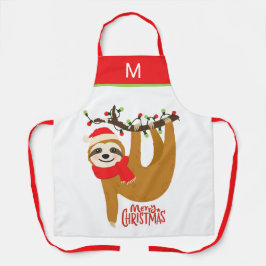 Vrolijk kerstluiaard Feestdagen Fun Modern Schort
