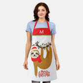 Vrolijk kerstluiaard Feestdagen Fun Modern Schort (Gedragen)