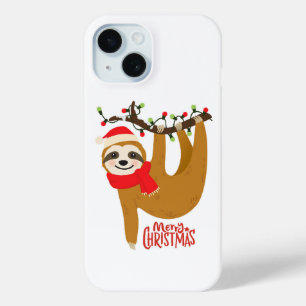 Vrolijk kerstluiaard Schattigee feestelijke Feestd iPhone 15 Case