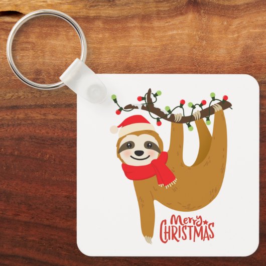 Vrolijk kerstluiaard Schattigee feestelijke Feestd Sleutelhanger (Voorkant)