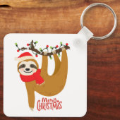 Vrolijk kerstluiaard Schattigee feestelijke Feestd Sleutelhanger (Achterkant)