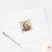 Vrolijk kerstluipaard tekst toevoegen vierkante sticker (Envelop)
