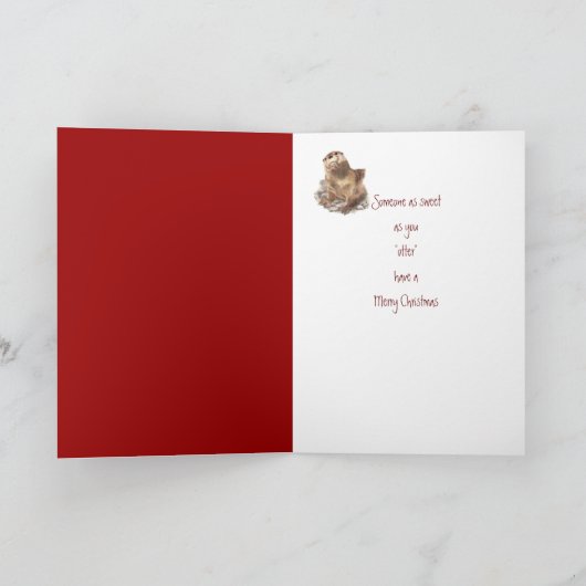 Vrolijk kerstma, Cute Otter Animal Humor Feestdagen Kaart (Binnen)