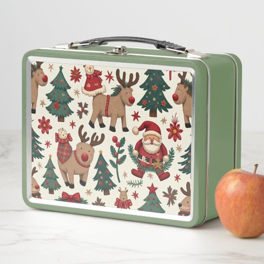 Vrolijk Kerstmaal Metalen Lunchbox (In situ)