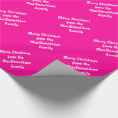 Vrolijk kerstmagenta gepersonaliseerd cadeaupapier (Hoek)