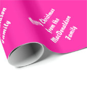Vrolijk kerstmagenta gepersonaliseerd cadeaupapier (Rol Hoek)