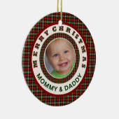 Vrolijk kerstmammie en Aangepaste foto van papa Keramisch Ornament (Rechts)