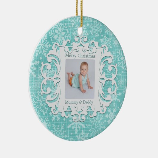 Vrolijk kerstmammie en Aangepaste foto van papa Keramisch Ornament (Rechts)