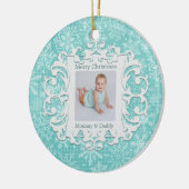 Vrolijk kerstmammie en Aangepaste foto van papa Keramisch Ornament (Links)