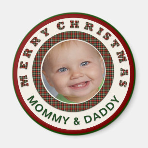 Vrolijk kerstmammie en Aangepaste foto van papa Magneet
